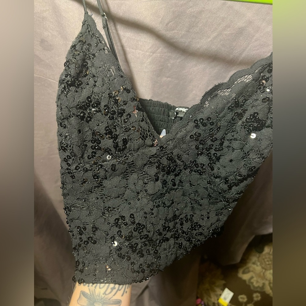Express Sequined Crop Top